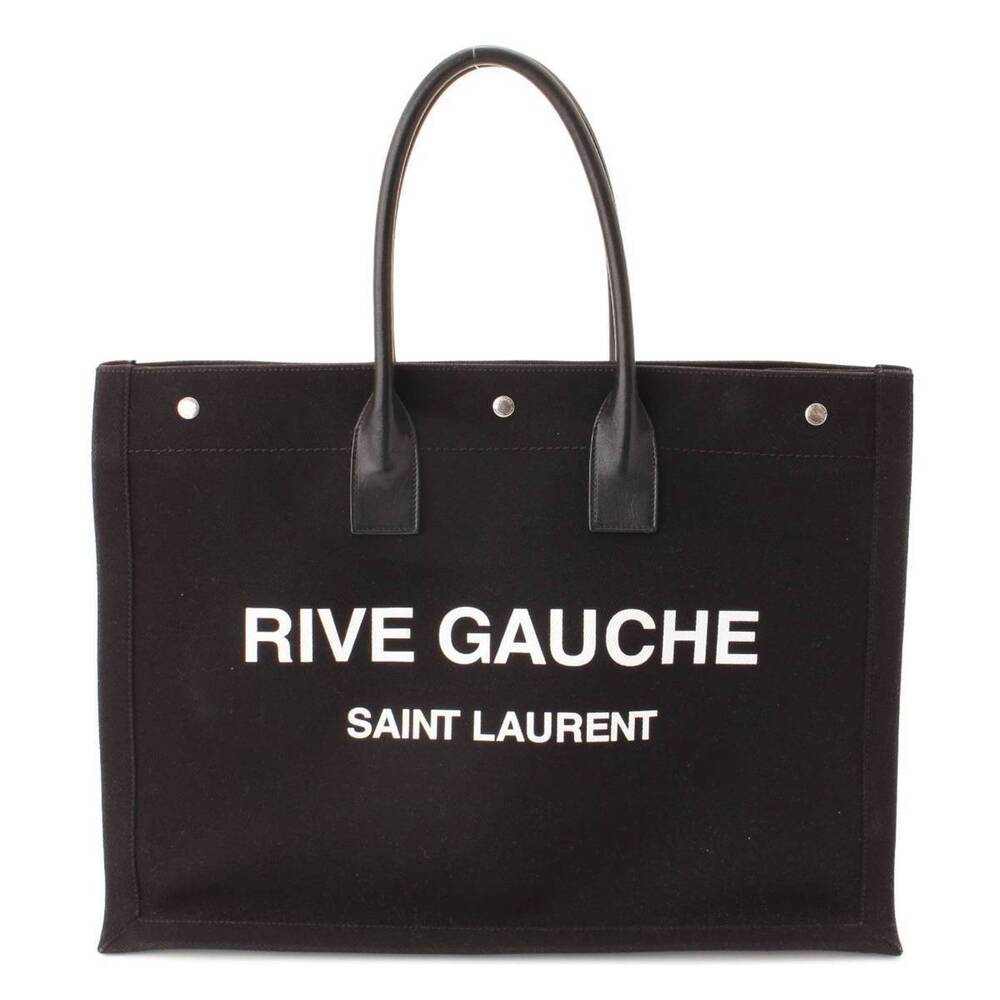 Saint Laurent Rive Gauche Canvas Tote Bag Black - Picture 1 of 9